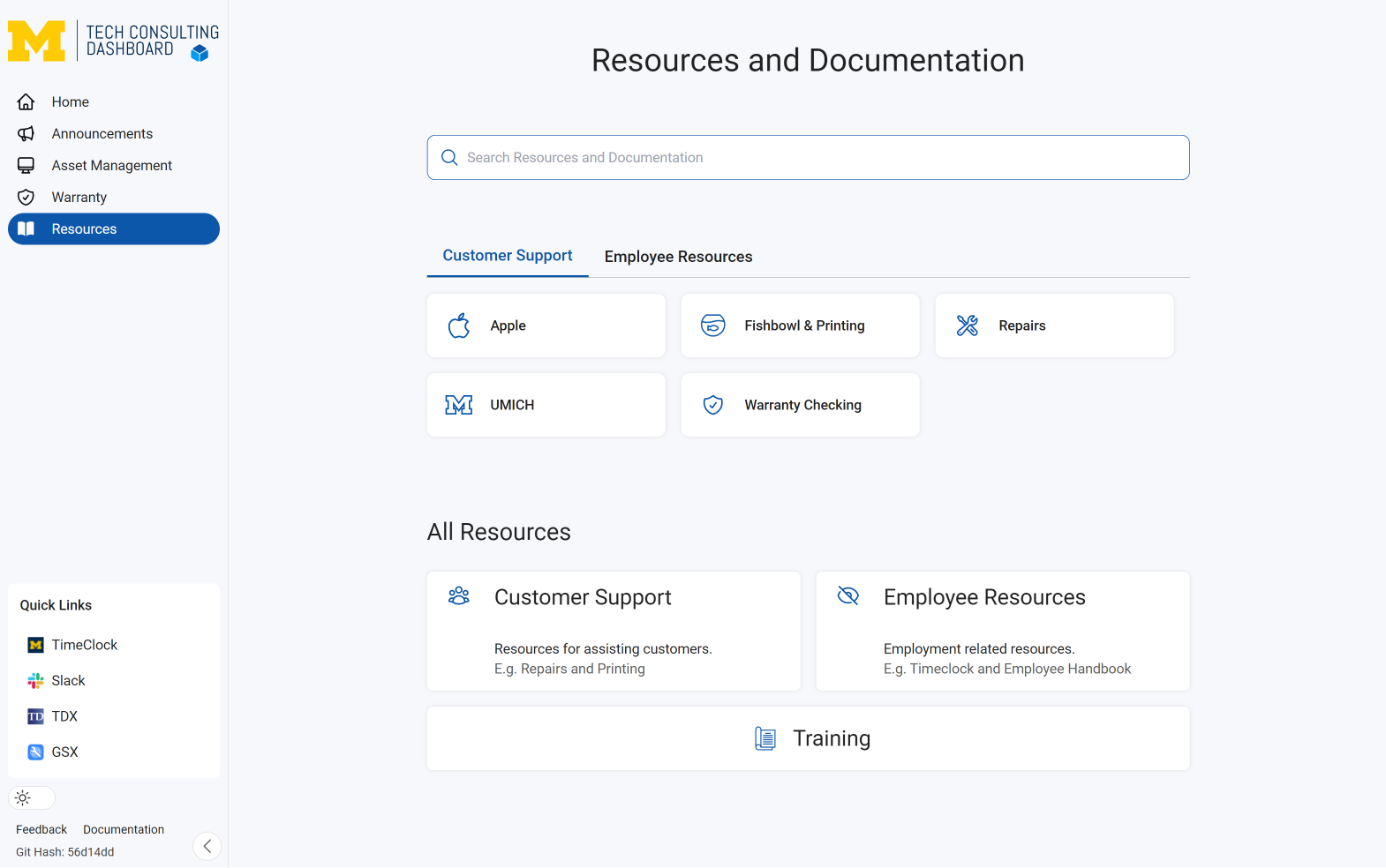 Tech Consulting Dashboard Resources Page